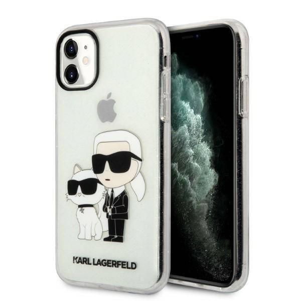 Original Case IPHONE 11 Karl Lagerfeld Iconic Glitter Karl s Head transparent